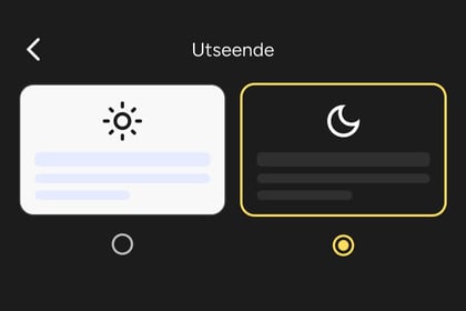 Mörkt läge i appen
