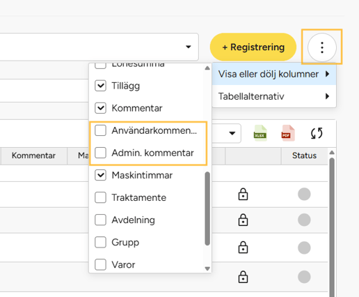 Kommentar på godkänningssidan